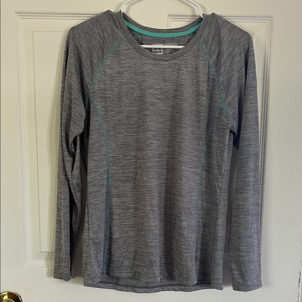 RBX Heather Gray Performance Top with Teal Trim